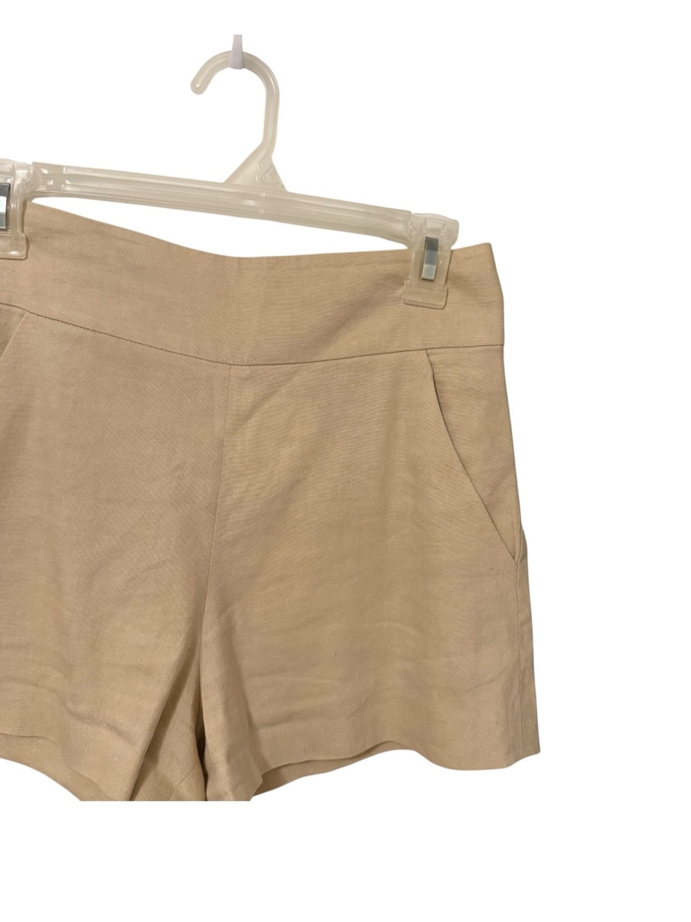 Alice and Olivia Donald High Rise Tailored Shorts Size 0 Beige Sand Linen Blend - Picture 3 of 14